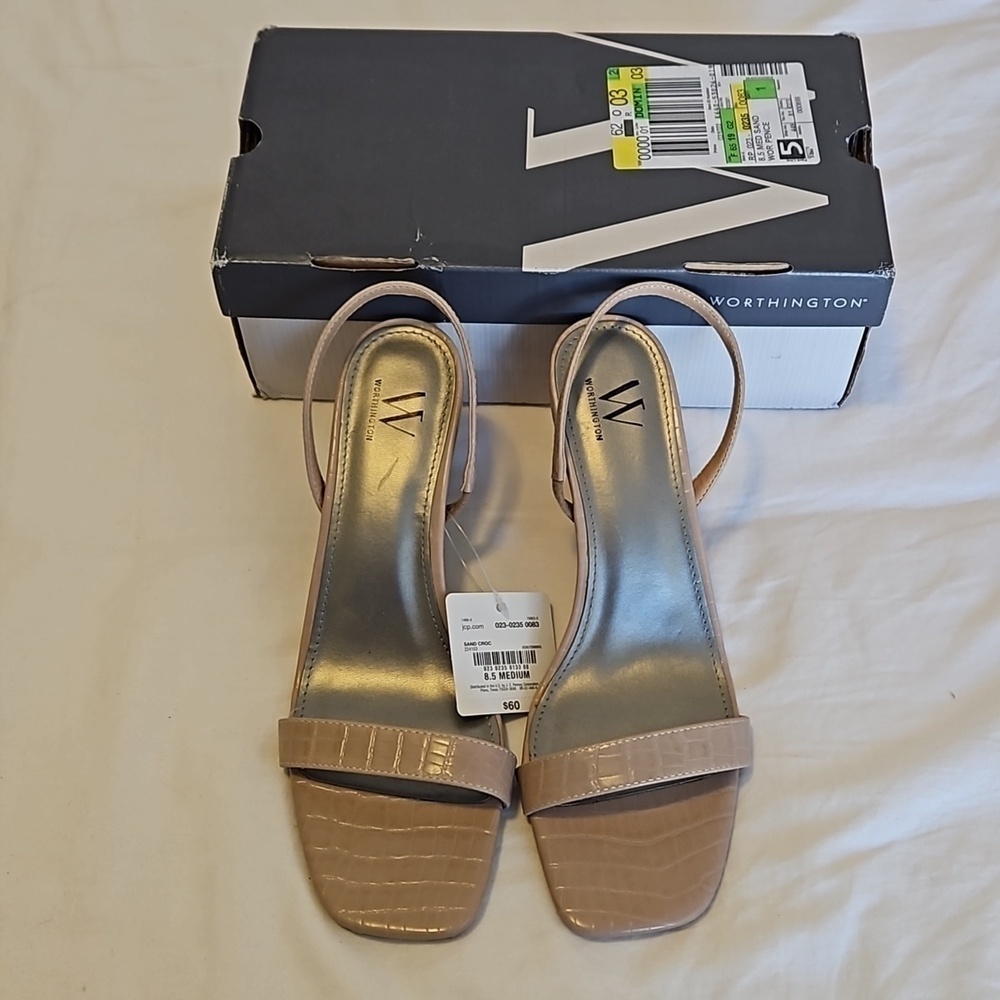 Worthington Croc Nude Heels Size 8.5